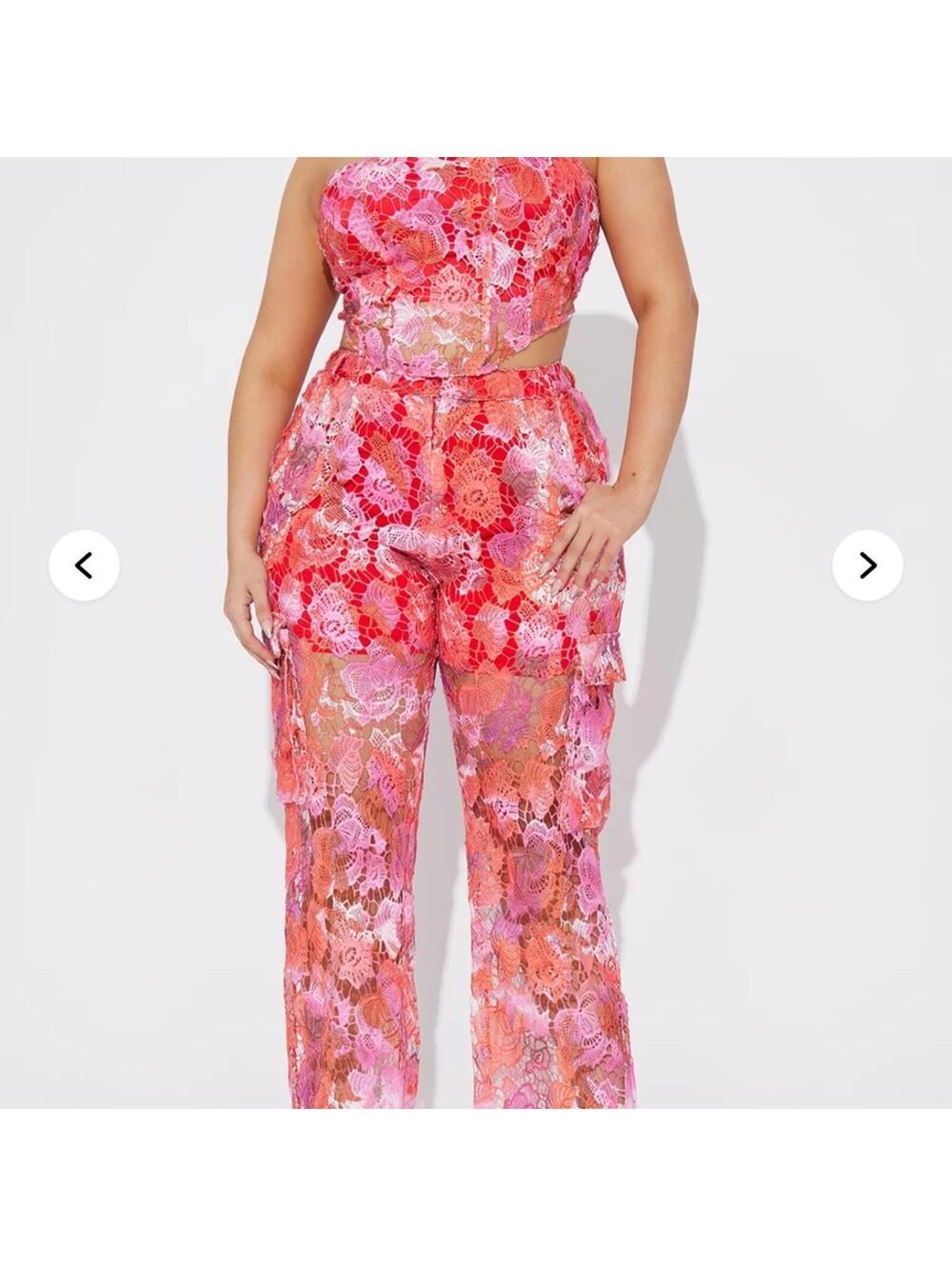 Fashion Nova Rosy Babe Pant Set XL NWT
